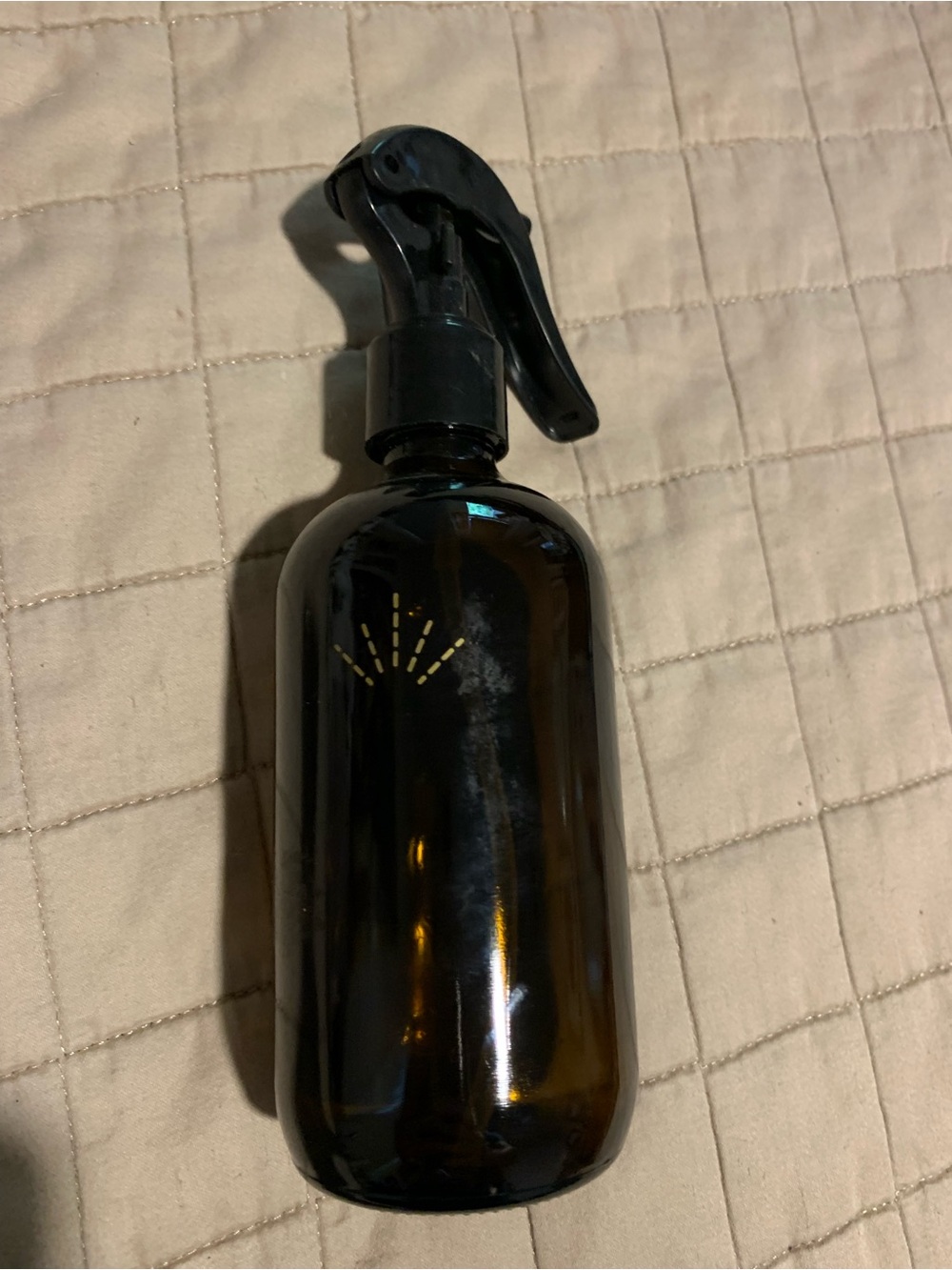 Dark Amber Glass Spray Bottle with Black Trigger — Refillable Bath & Body Pump